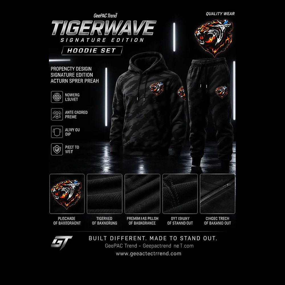 GeePAC TigerWave Signature Edition 100% Cotton Short & Hoodie Sets