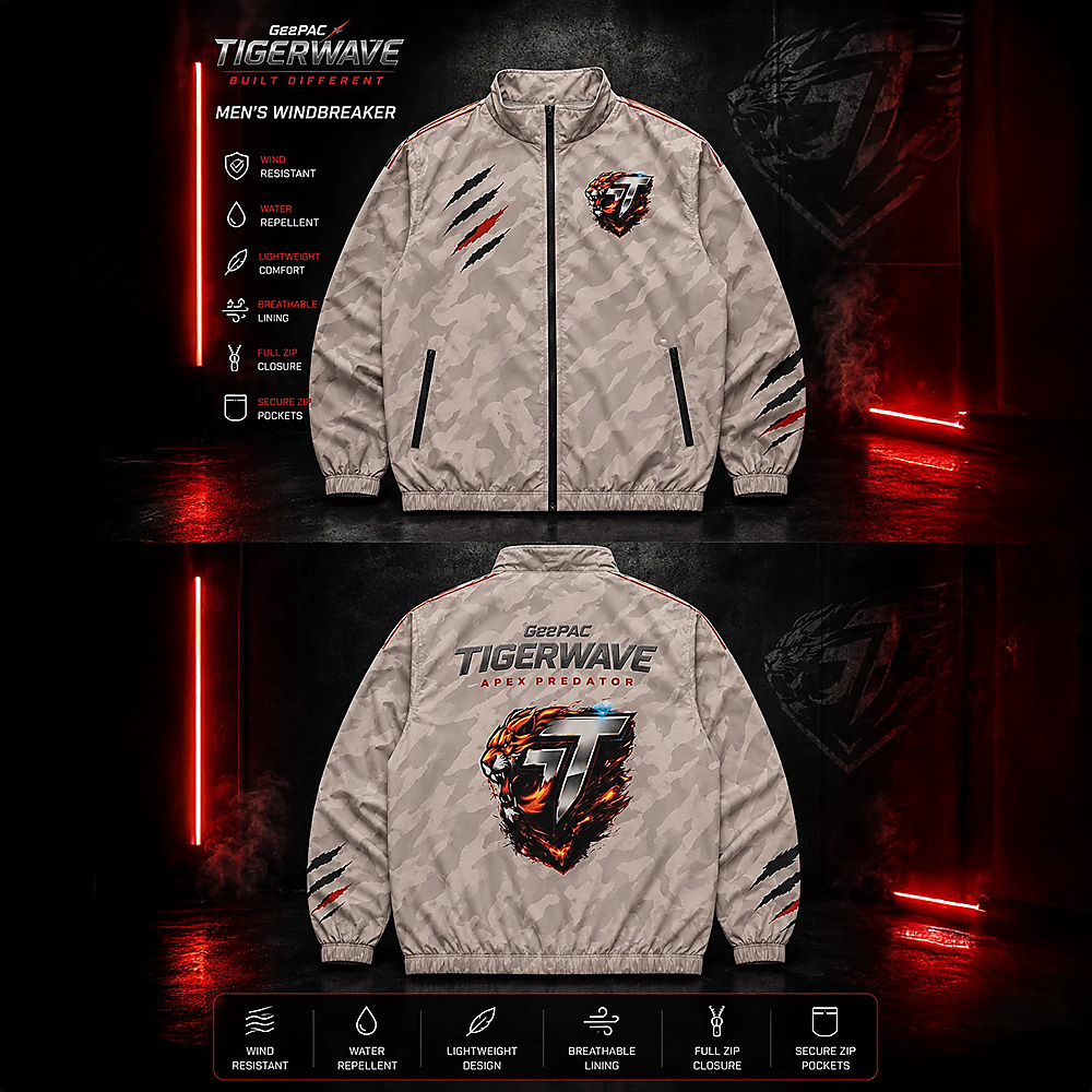 GeePAC TigerWave Apex Predator Men’s Windbreaker Tracksuit Set