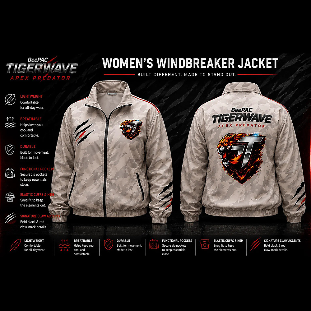GeePAC TigerWave Apex Predator Women’s Windbreaker Tracksuit Set